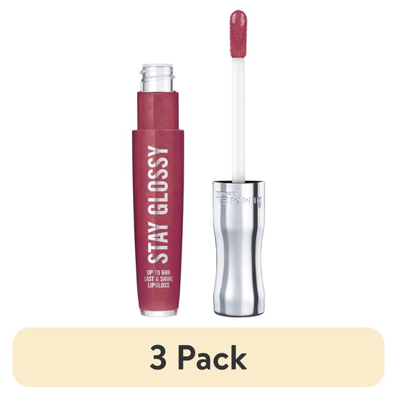 (3 pack) Rimmel Stay Glossy Lip Gloss, Captivate Me!, 0.18 oz