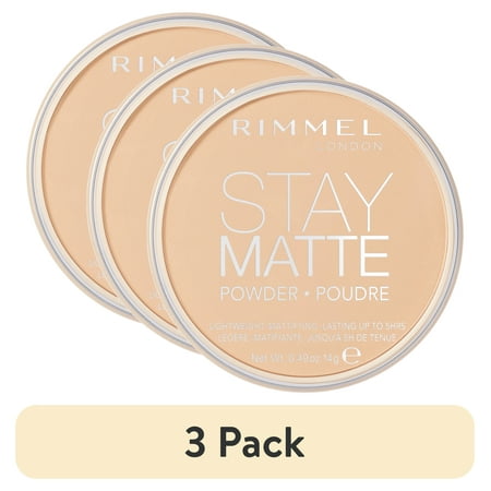 (3 pack) Rimmel London Stay Matte Pressed Powder, Creamy Natural, 0.49 oz