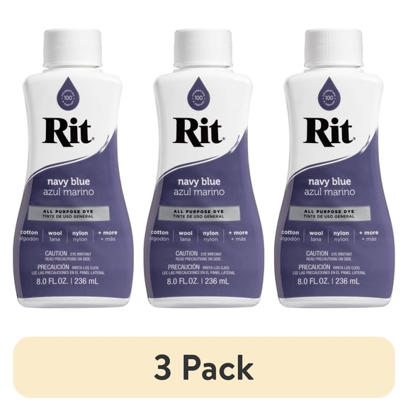 (3 pack) Rit All Purpose Liquid Dye, Navy Blue, 8 fl oz