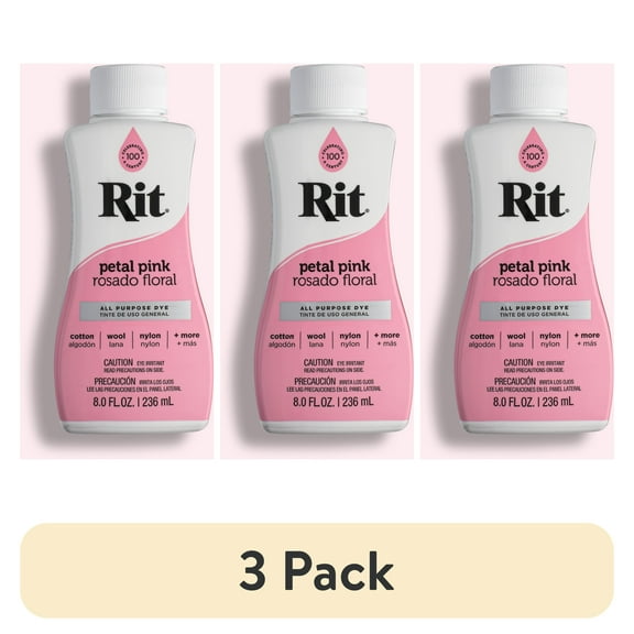 (3 pack) Rit All Purpose Liquid Dye, Petal  Pink, 8 fl oz