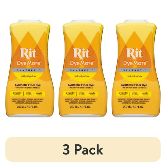 (3 pack) Rit DyeMore Synthetic Fabric Dye – 7 fl oz Bottle, Color for Polyester, Nylon & Acrylic Surfaces- Daffodil Yellow
