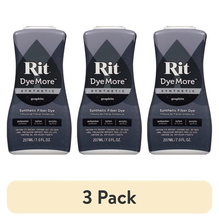 (3 pack) Rit DyeMore Synthetic Fabric Dye – 7 fl oz Bottle, Color for Polyester, Nylon & Acrylic Surfaces- Graphite Gray