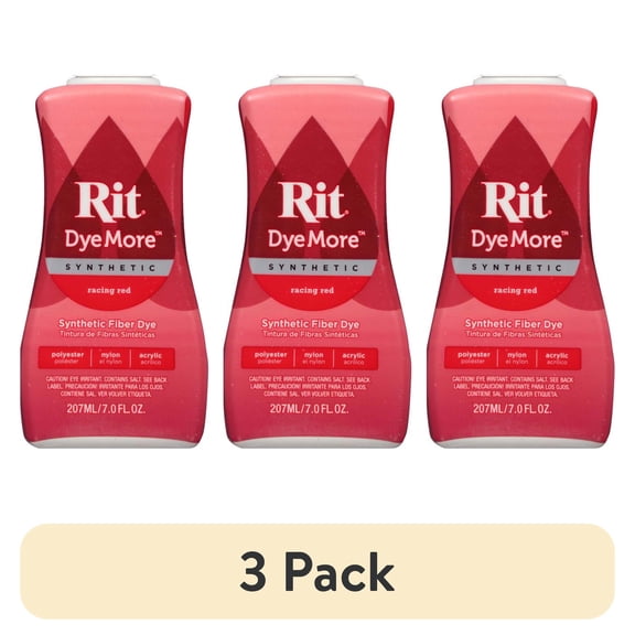 (3 pack) Rit DyeMore Synthetic Fabric Dye – 7 fl oz Bottle, Color for Polyester, Nylon & Acrylic Surfaces- Racing Red