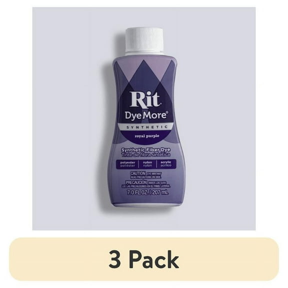 (3 pack) Rit DyeMore Synthetic Fabric Dye – 7 fl oz Bottle, Color for Polyester, Nylon & Acrylic Surfaces- Royal Purple