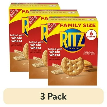 (3 pack) Ritz Crackers, Family Size, Whole Wheat, 19.3 oz