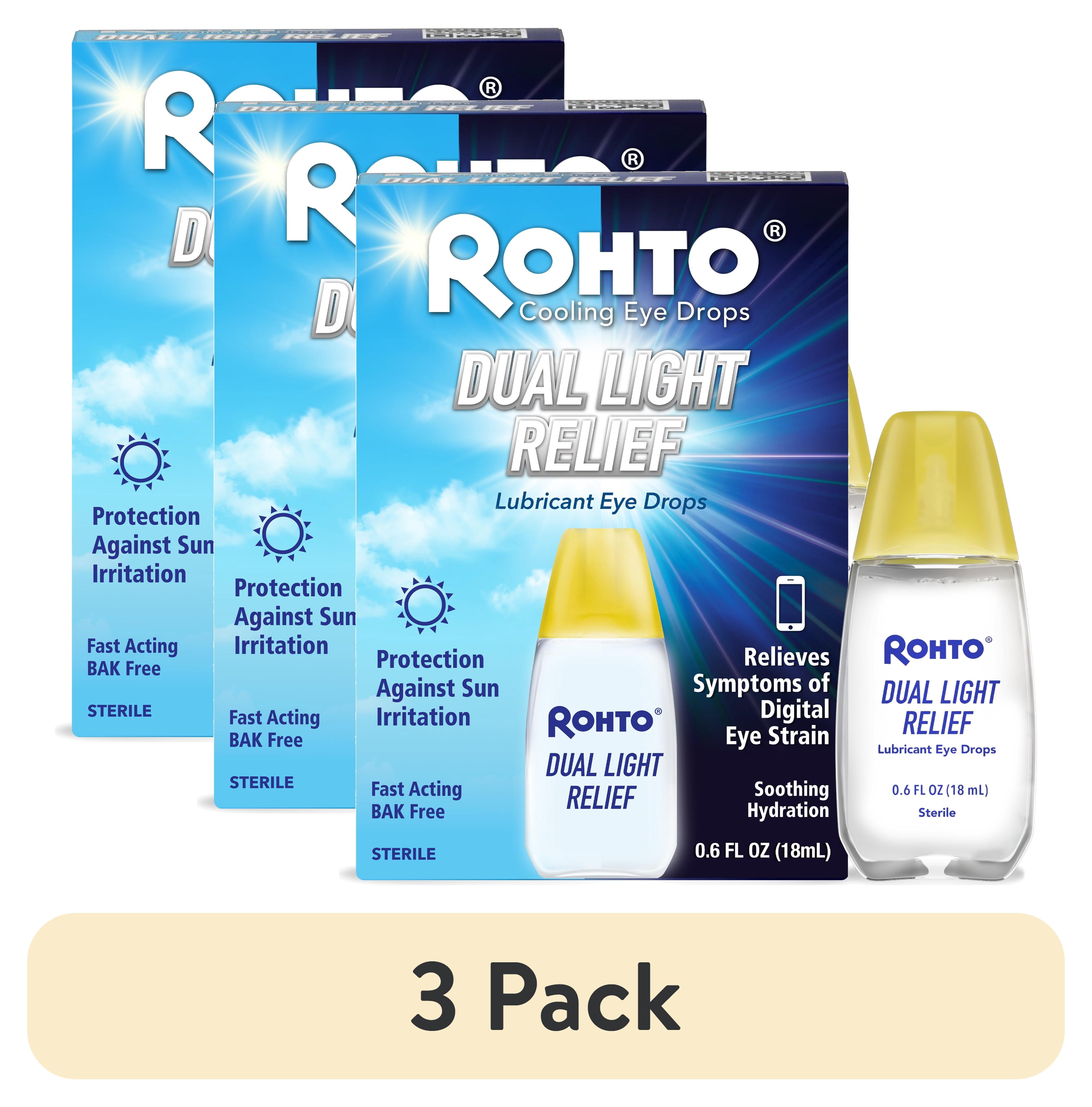 (3 pack) Rohto Dual Light Relief, Cooling Lubricant Eye Drops, Multi-Symptom Relief, 0.6 fl oz