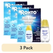 3 pack Rohto Dual Light Relief, Cooling Lubricant Eye Drops, Multi-Symptom Relief, 0.6 fl oz