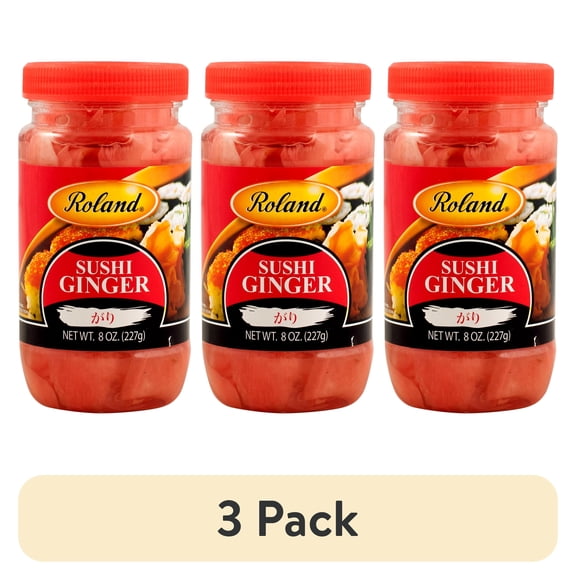 (3 pack) Roland Sushi Ginger, Sliced, 8 oz
