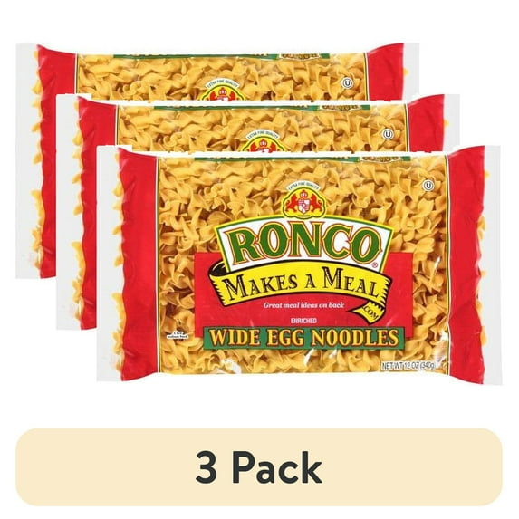 (3 pack) Ronco 12 oz Wide Egg Noodle Pasta