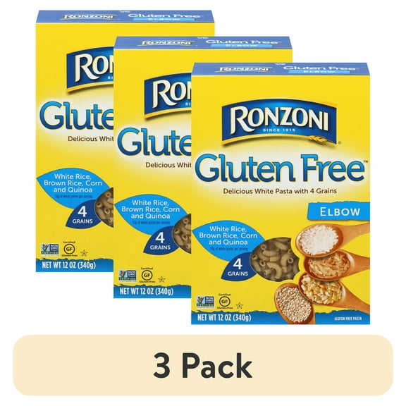 (3 pack) Ronzoni Gluten Free Penne, 12 oz, Non-GMO, Vegan, 4-Grain White Pasta, (Shelf Stable)