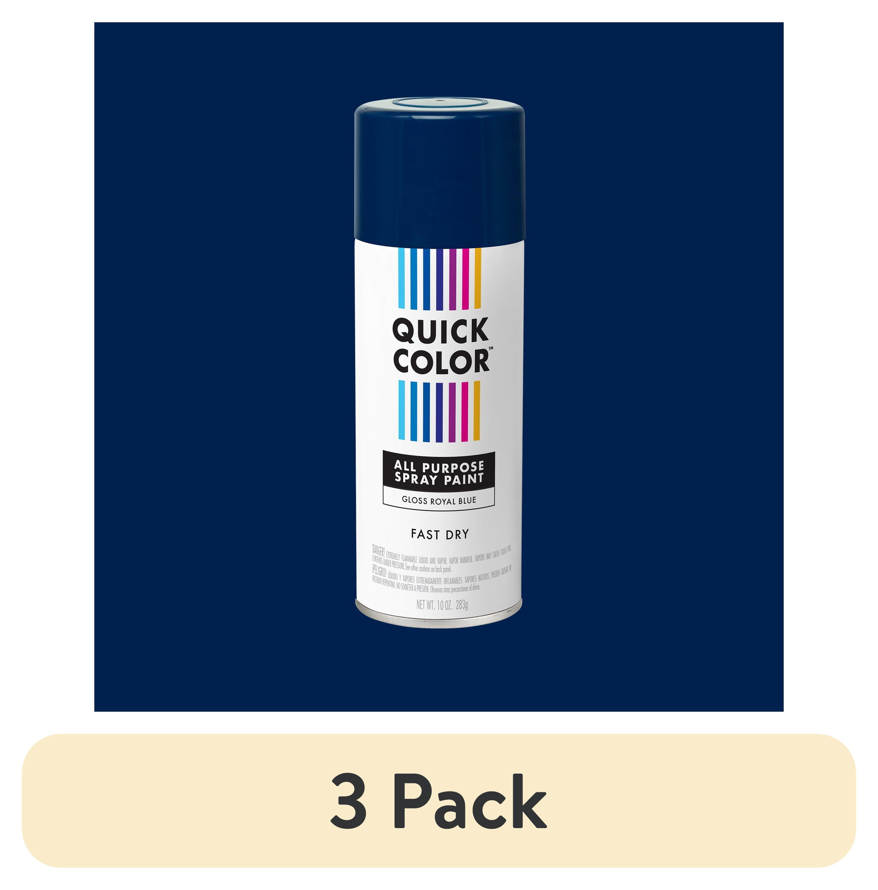 (3 pack) Royal Blue, Quick Color All Purpose Gloss Spray Paint-390616, 10 oz