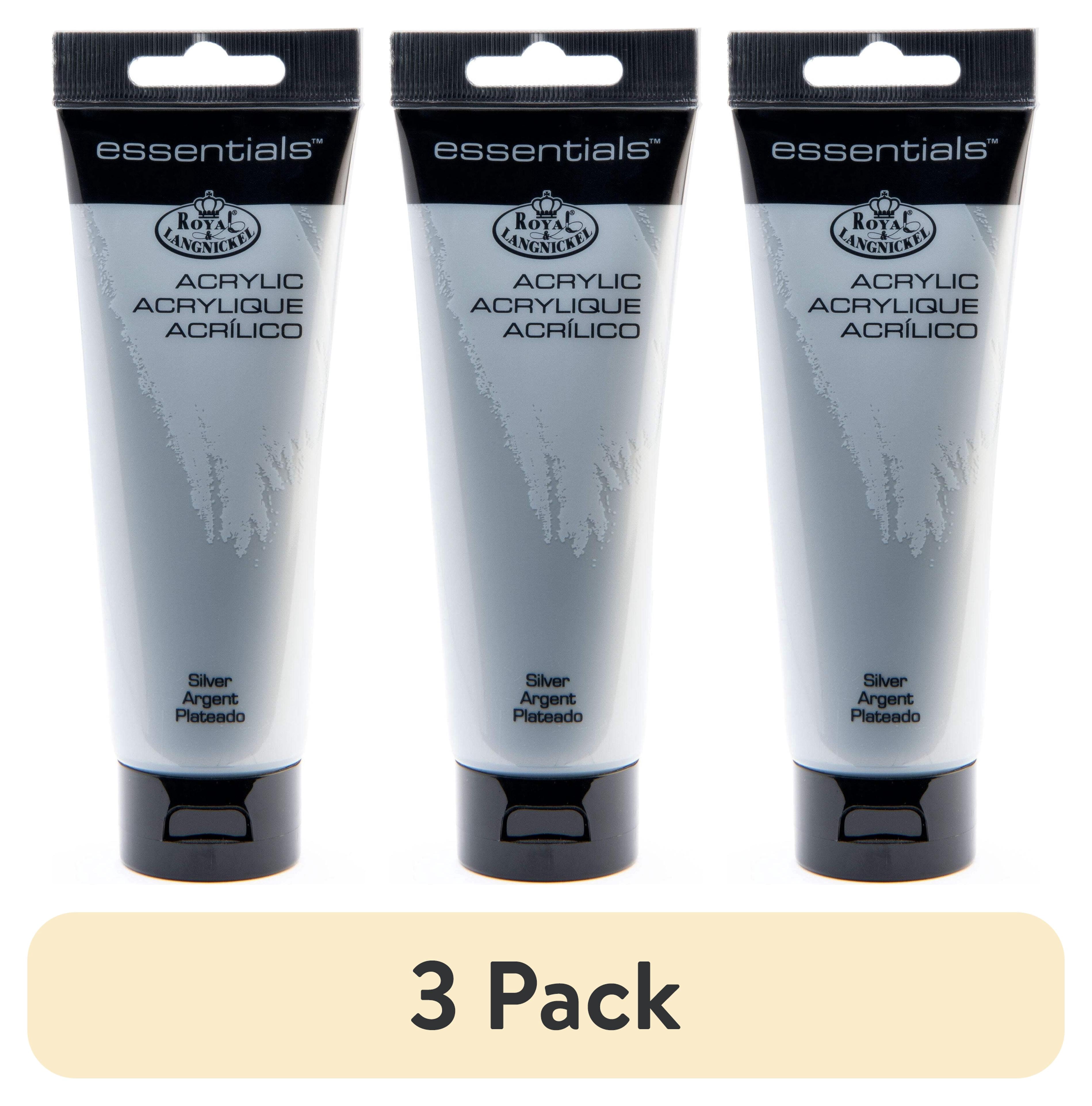 (3 pack) Royal & Langnickel Essentials 120ml Silver Acrylic Artist Paint