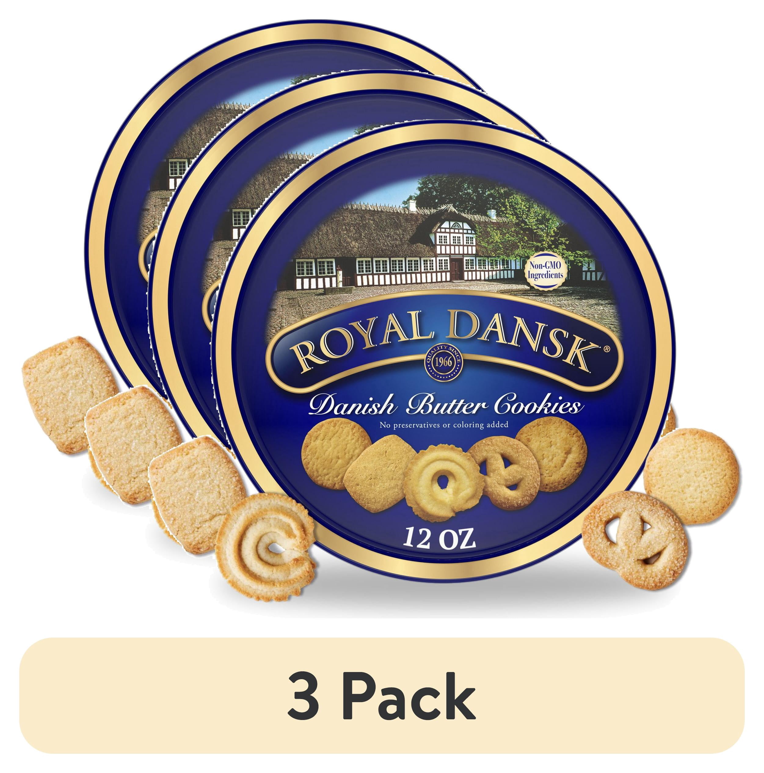 (3 pack) Royal Dansk Danish Butter Cookies, Premium Assorted Cookies in Gift Tin, Great for Sharing and Gifting, 12 oz