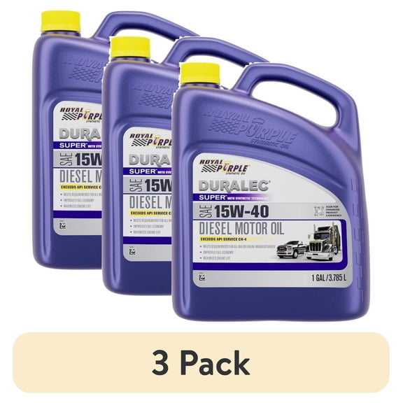 (3 pack) Royal Purple Duralec Super 15W-40 Diesel Motor Oil, Diesel Vehicles, 7.7 lbs, 1 Gallon