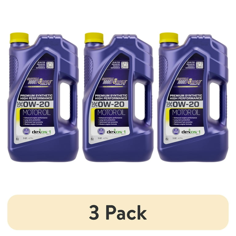 3 pack) Royal Purple High Performance Motor Oil 0W-20 Premium