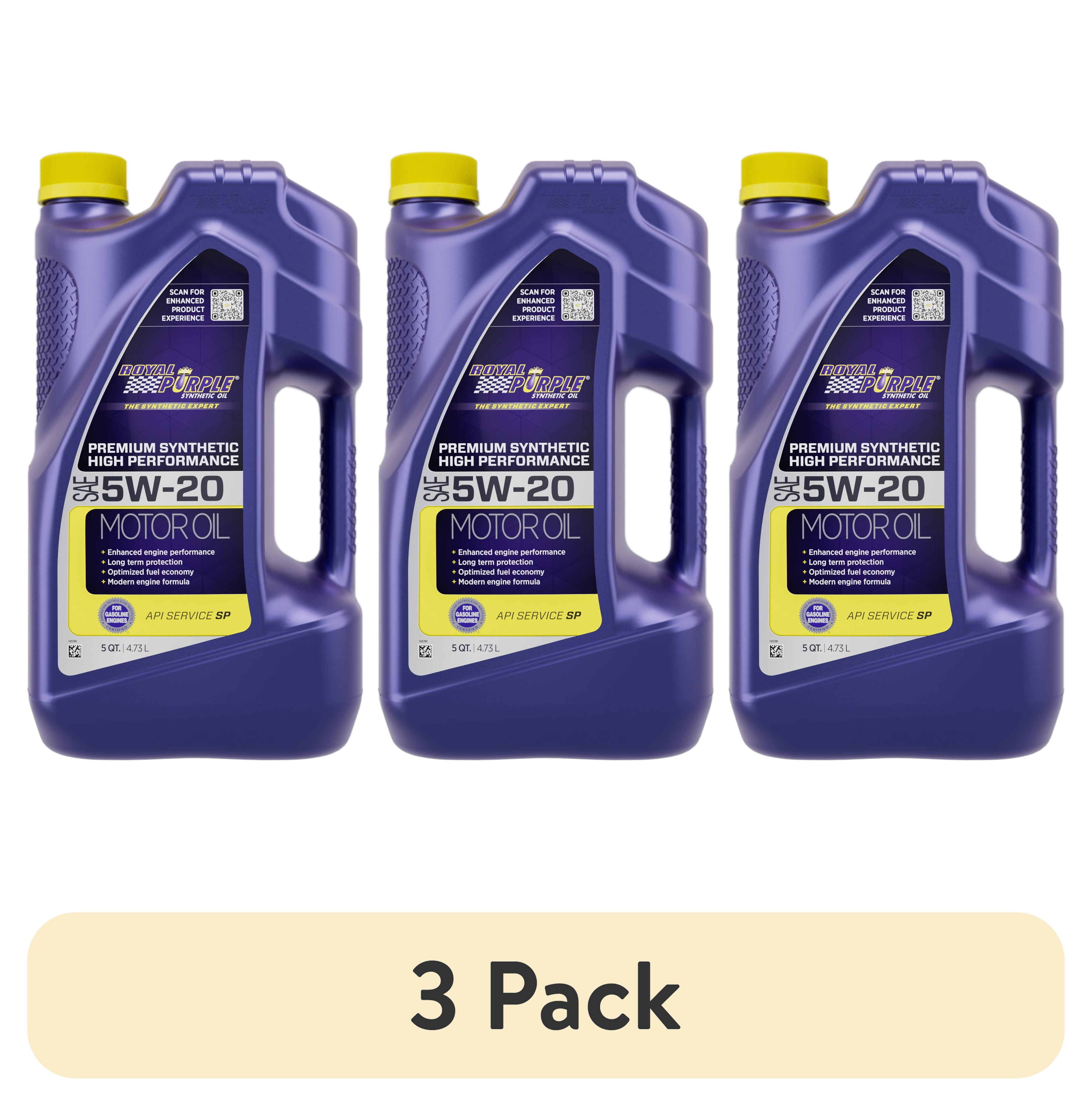 3 pack) Royal Purple High Performance Motor Oil 5W-20, Premium
