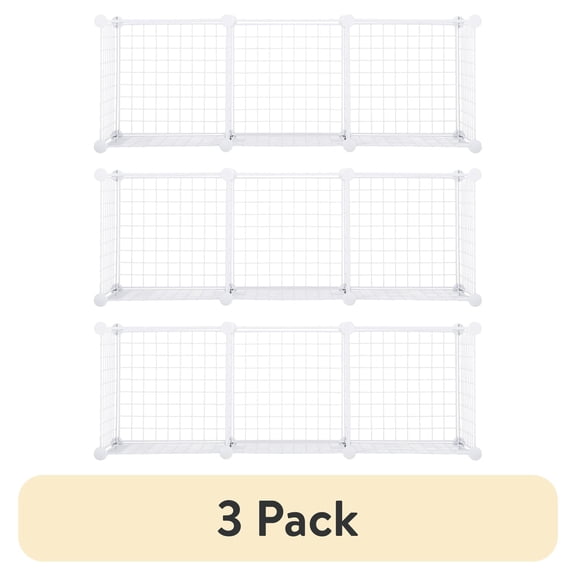 (3 pack) Rubbermaid 3-Piece Stackable Modular Storage Cube Set, White