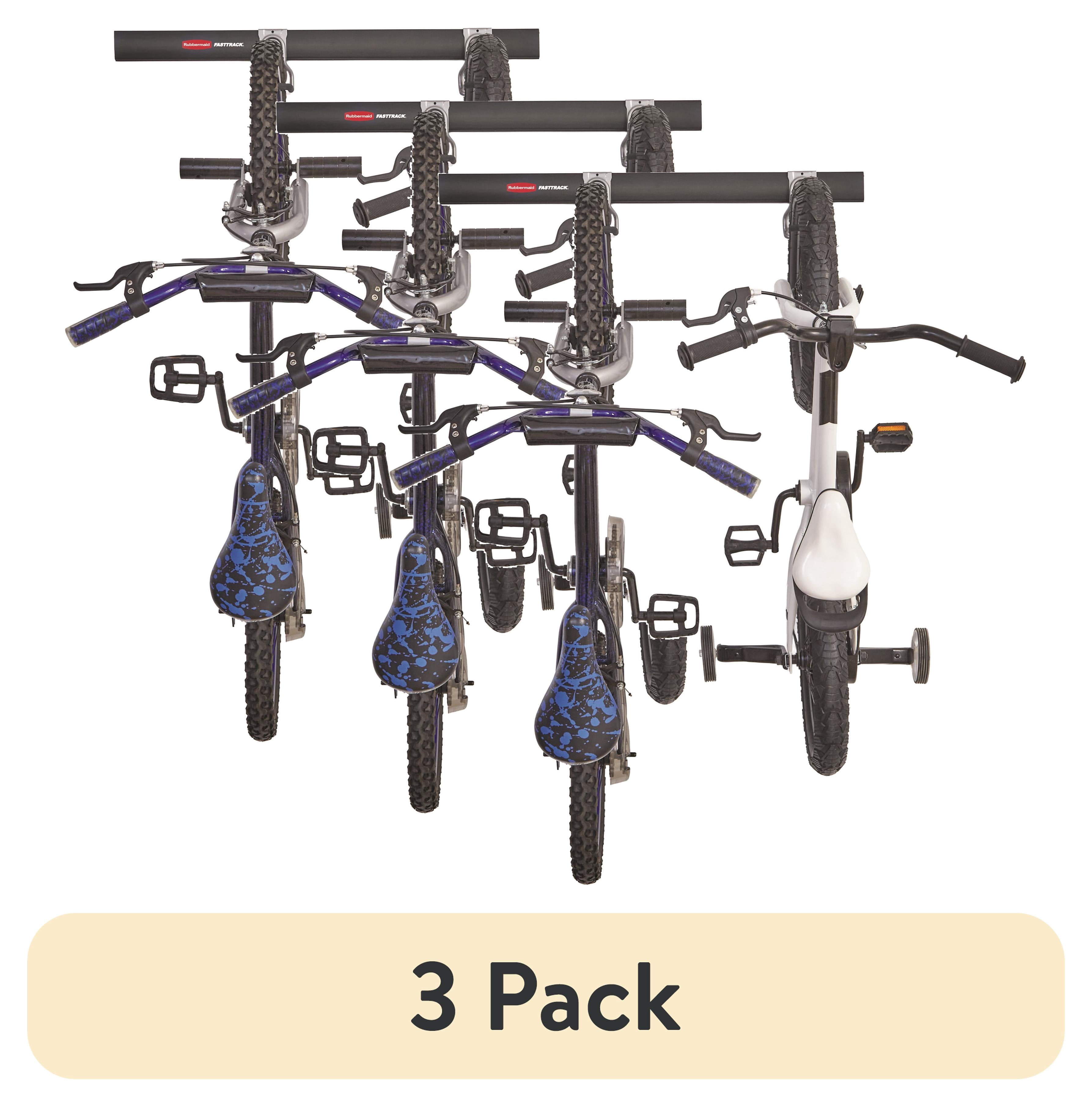(3 pack) Rubbermaid Garage FastTrack Bike Kit, 3-Piece Bike Kit, Black/Grey
