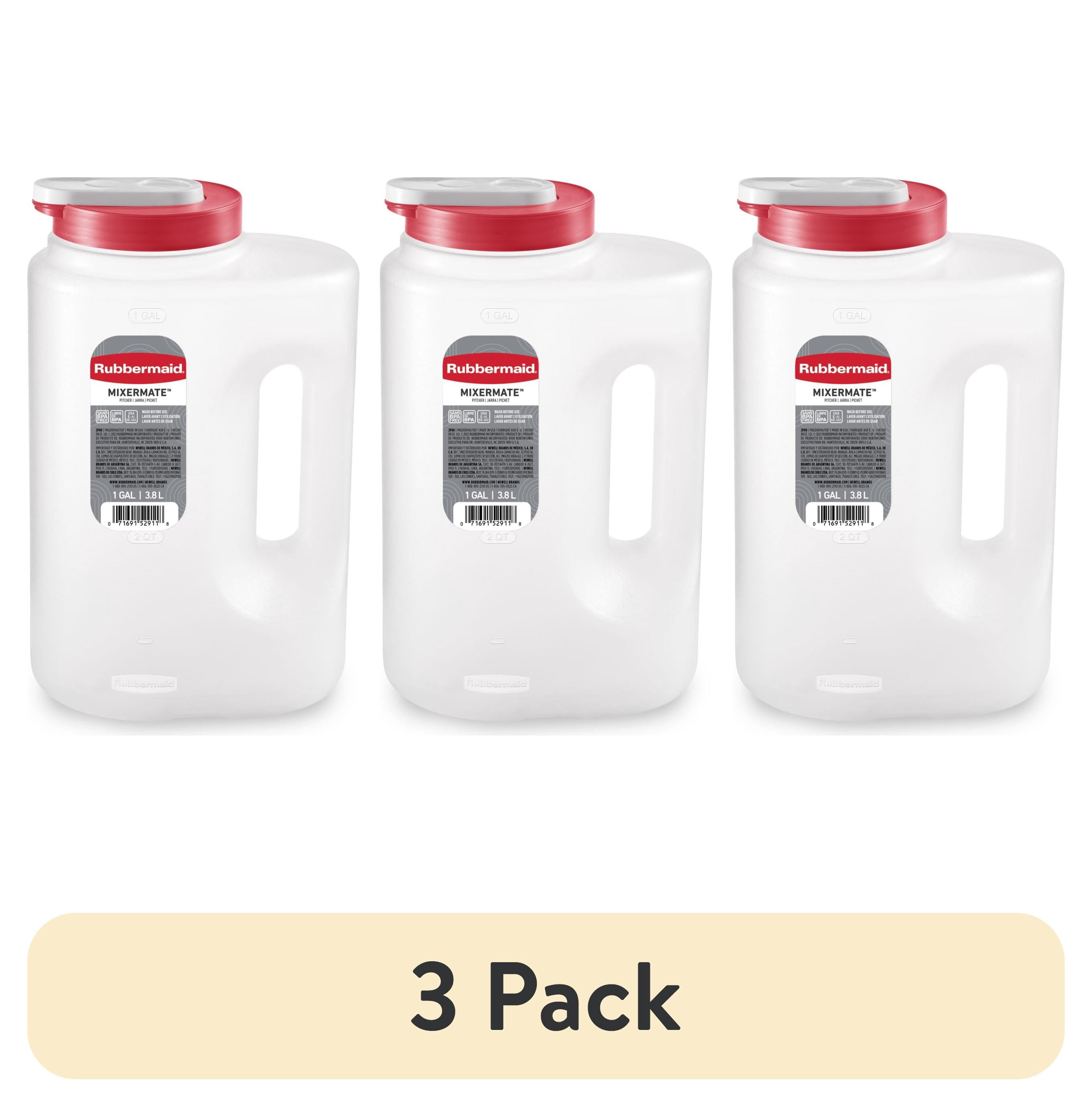 Rubbermaid Raspberry Color Pitcher (3 pack) Rubbermaid Mixermate Leak-Resistant Pitcher, Clear, 3.8 Liter ...