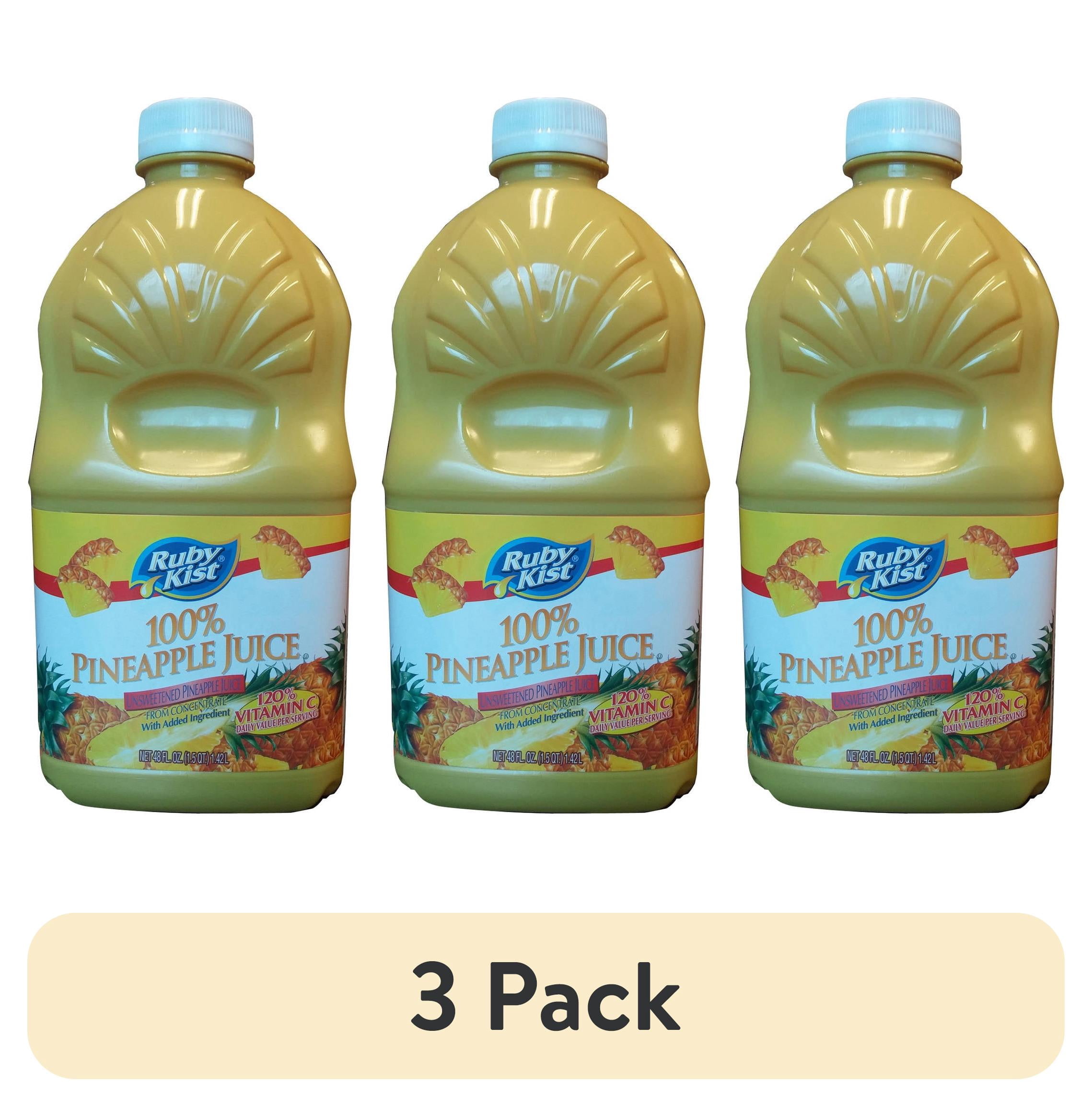 (3 pack) Ruby Kist 100% Pineapple Juice, 48 fl oz