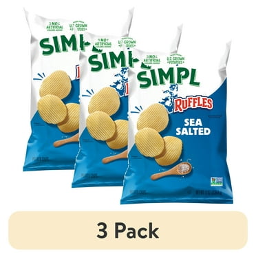 (3 pack) Ruffles Simply Sea Salted Potato Snack Chips, 8 oz Bag