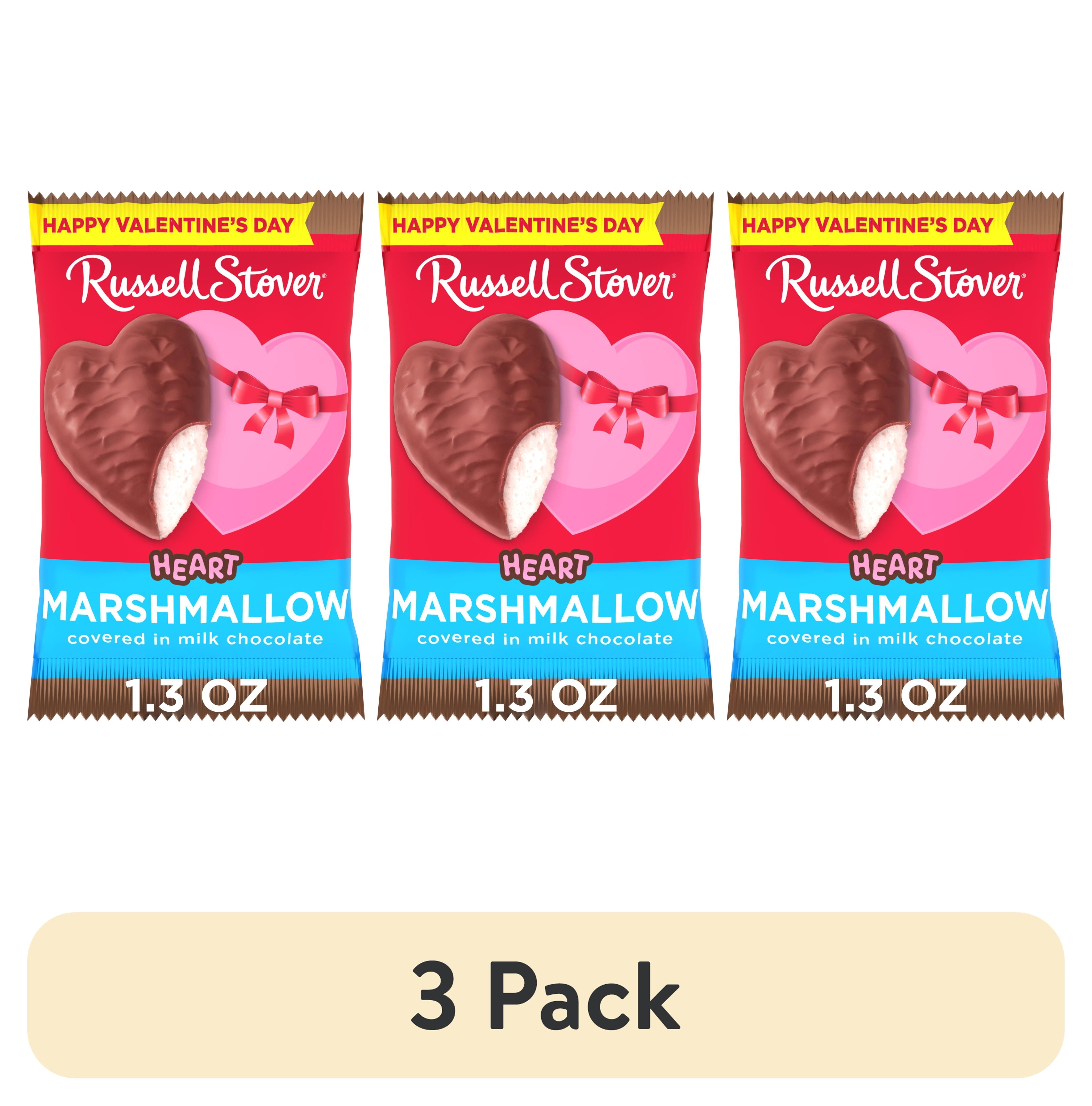 (3 pack) Russell Stover Valentine's Day Milk Chocolate Marshmallow Heart Candy Bar, 1.3 oz.