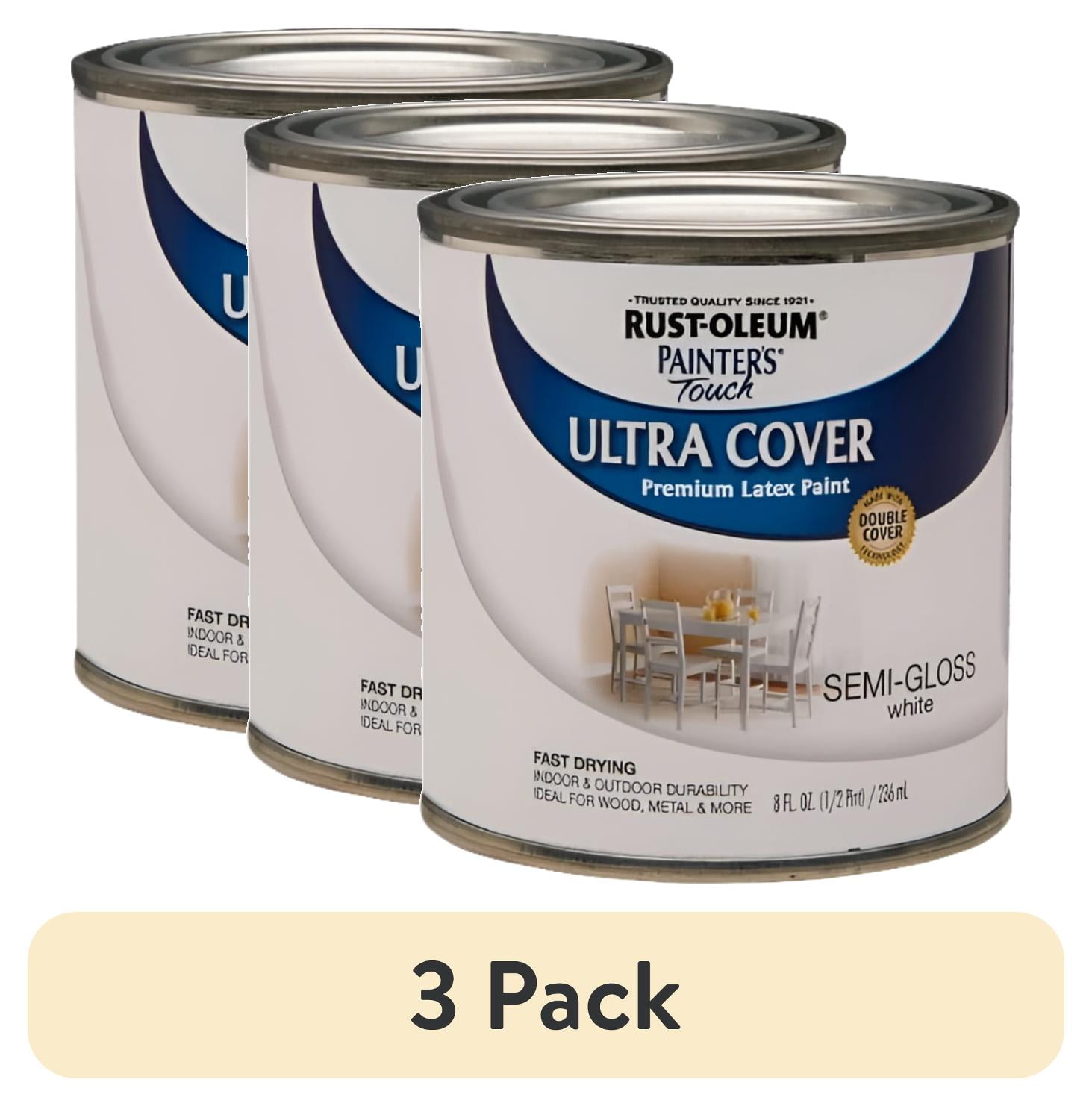 (3 pack) Rust-Oleum 1993730 Painters Touch Latex, Semi-Gloss White ...