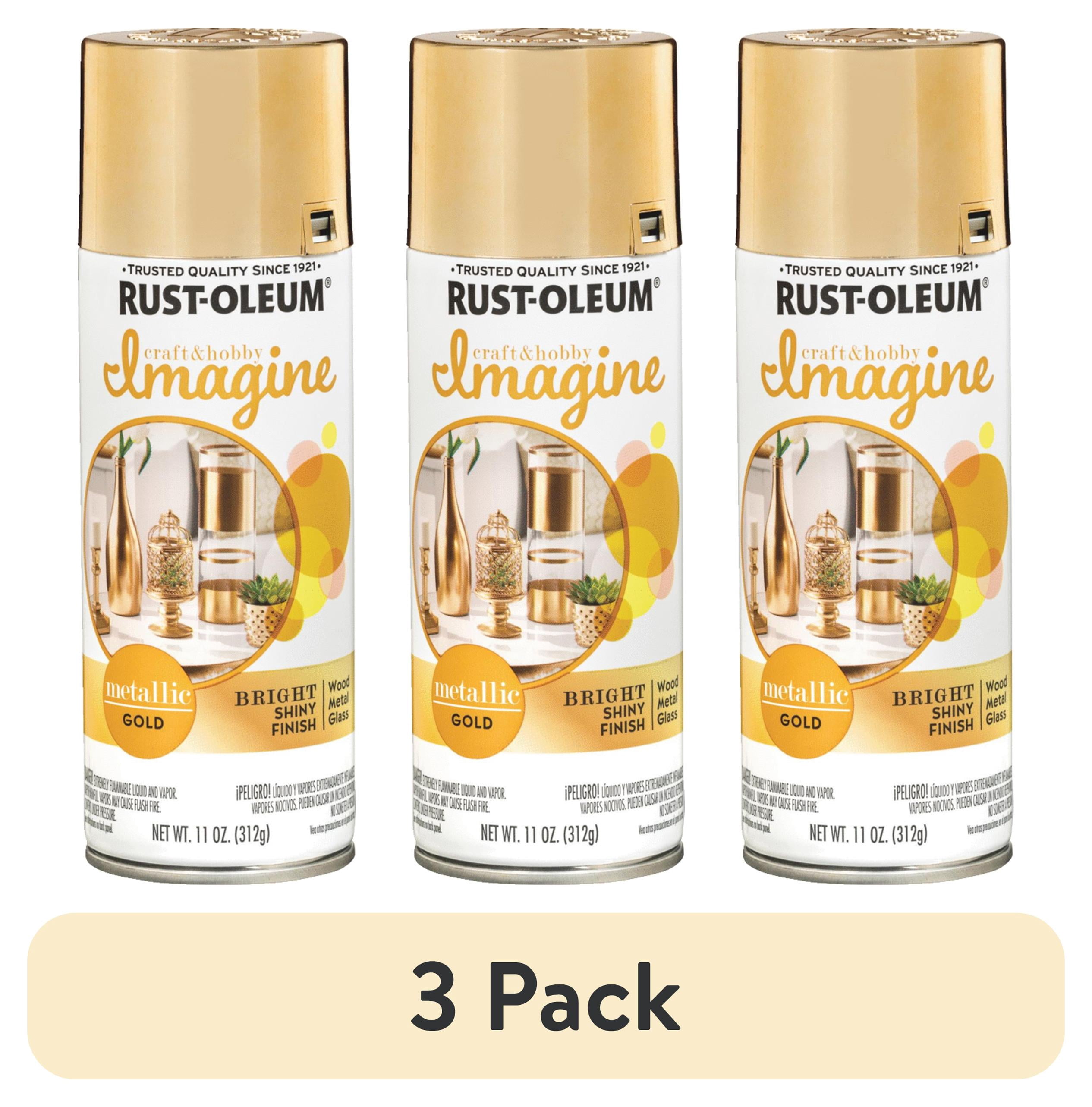 (3 pack) Rust-Oleum 355100 Craft & Hobby Imagine Metallic Spray Paint, Gold, 11 Ounce