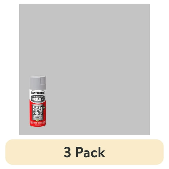 (3 pack) Rust-Oleum Automotive Rusty Metal Primer Spray, Light Gray, 12oz