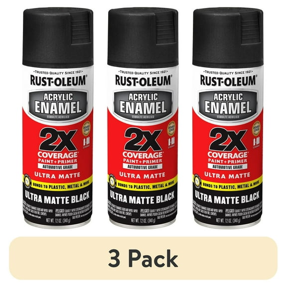(3 pack) Rust-Oleum Automotive Ultra Cover 2X Black Matte Spray Paint