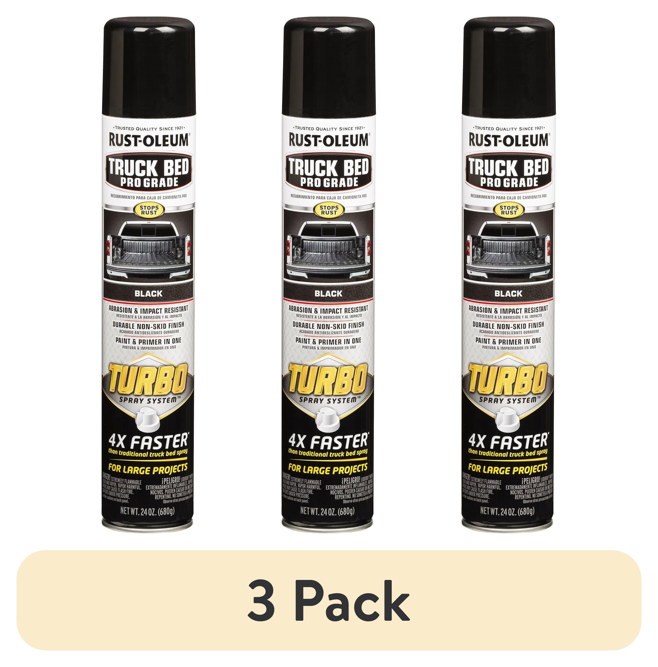 (3 pack) Rust-Oleum Stops Rust Turbo Automotive Flat Textured Truck Bed Spray Paint, Black, 24 oz