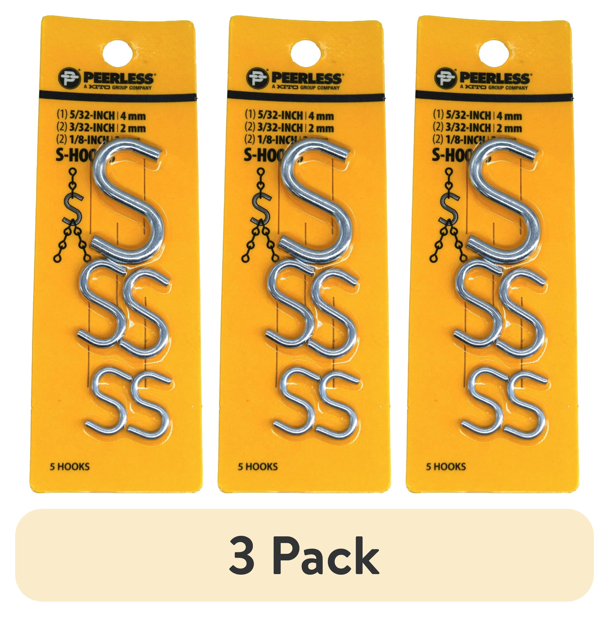 (3 pack) Peerless S-Hook Assortment Pack, 5/32, 3/32 ,1/8 inch, Zinc Plated, 4717138