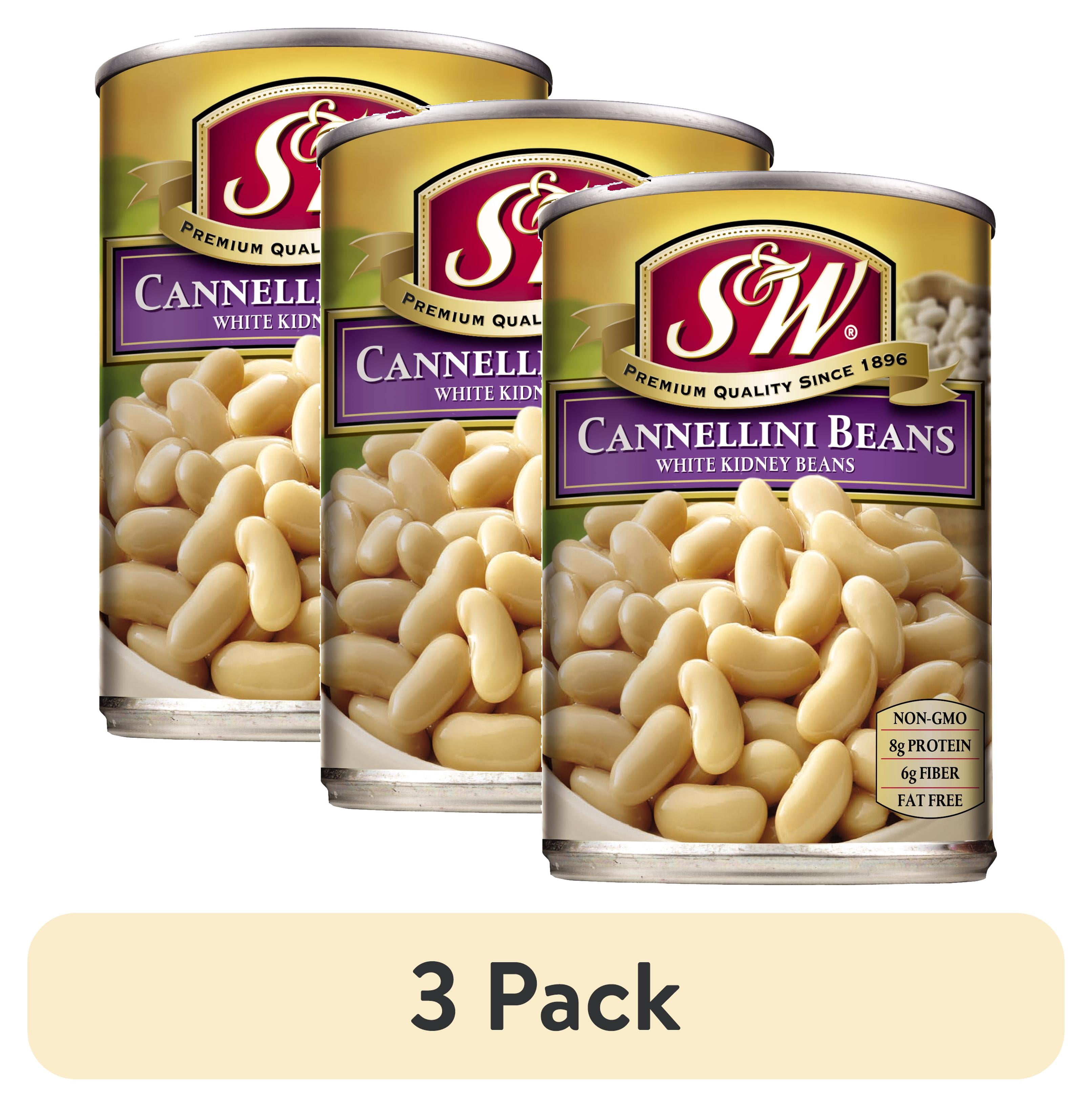 (3 pack) S&W Cannellini Beans - White Kidney Beans - 15.5 oz. Can