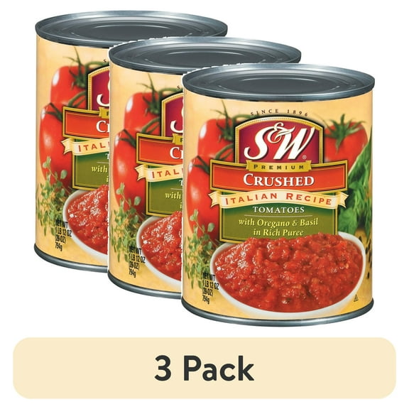 (3 pack) S&W Crushed Tomatoes with Oregano Basil, 28 oz Can