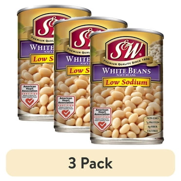 (3 pack) S&W White Beans - Navy Beans - Low Sodium - 15.5 oz. Can
