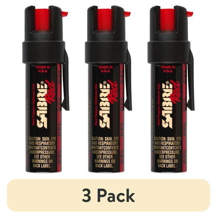 (3 pack) SABRE Compact Pepper Gel with Clip, Maximum Strength, Black, 1 Ct, New, Pocket Pepper Sprays