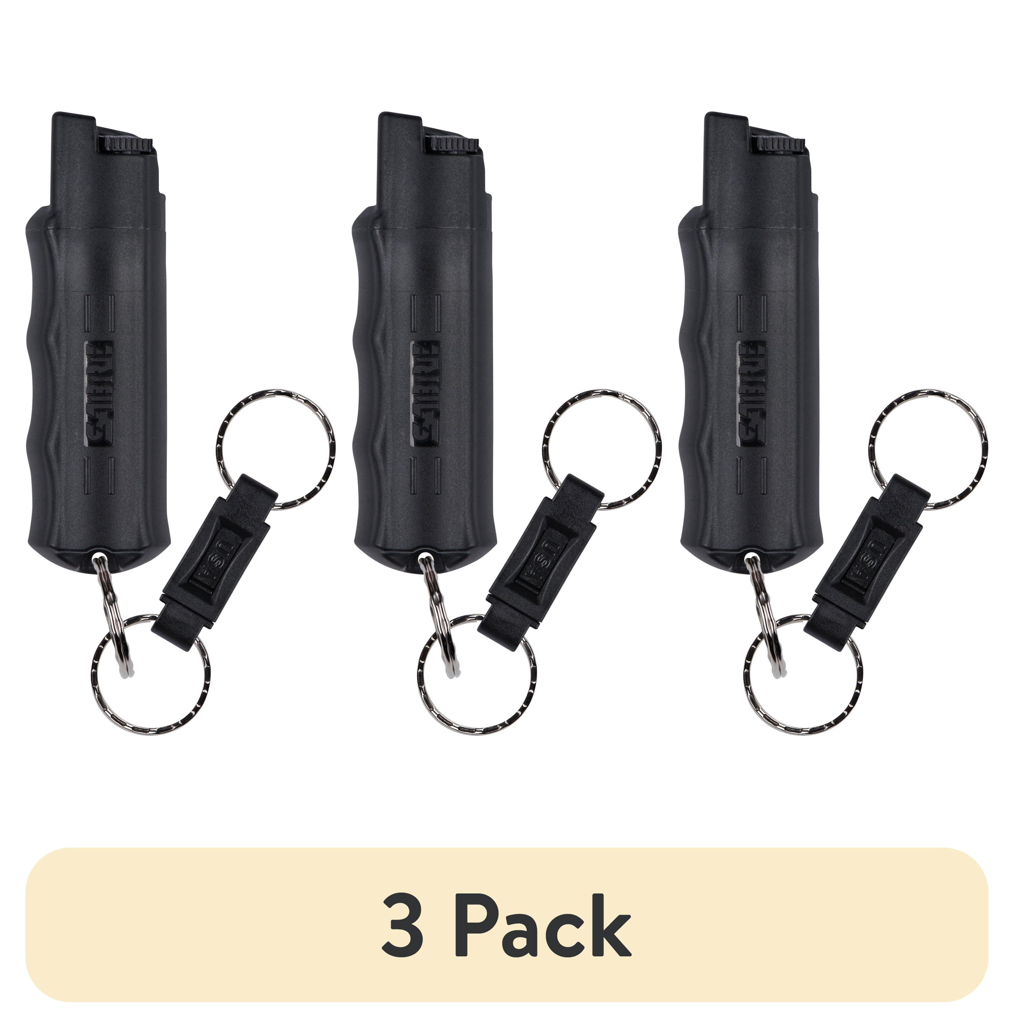 (3 pack) SABRE Pepper Spray with Quick Release Keychain, Black, 1 Count, Pocket Pepper Sprays