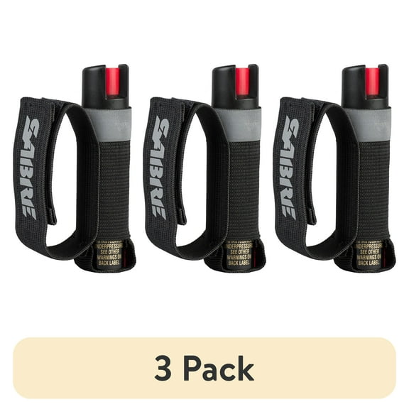(3 pack) SABRE Runner Pepper Gel with Adjustable Reflective Hand Strap, Black, 1 Ct, New,Pocket Pepper Sprays