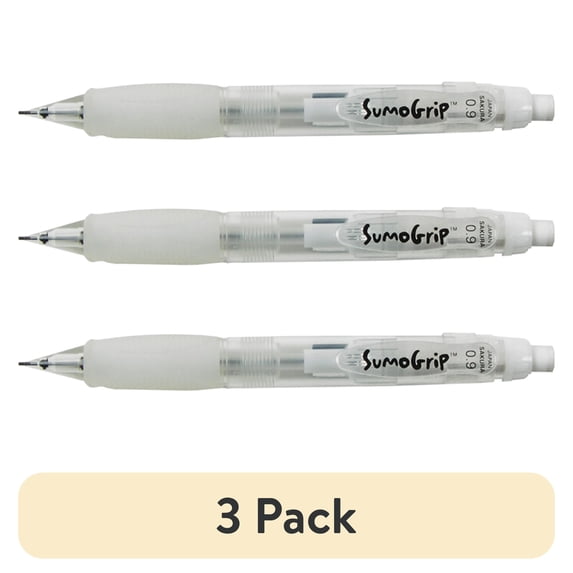 (3 pack) SAKURA SumoGrip 0.mm Mechanical Pencil, Ergonomic Grip, Clear Barrel