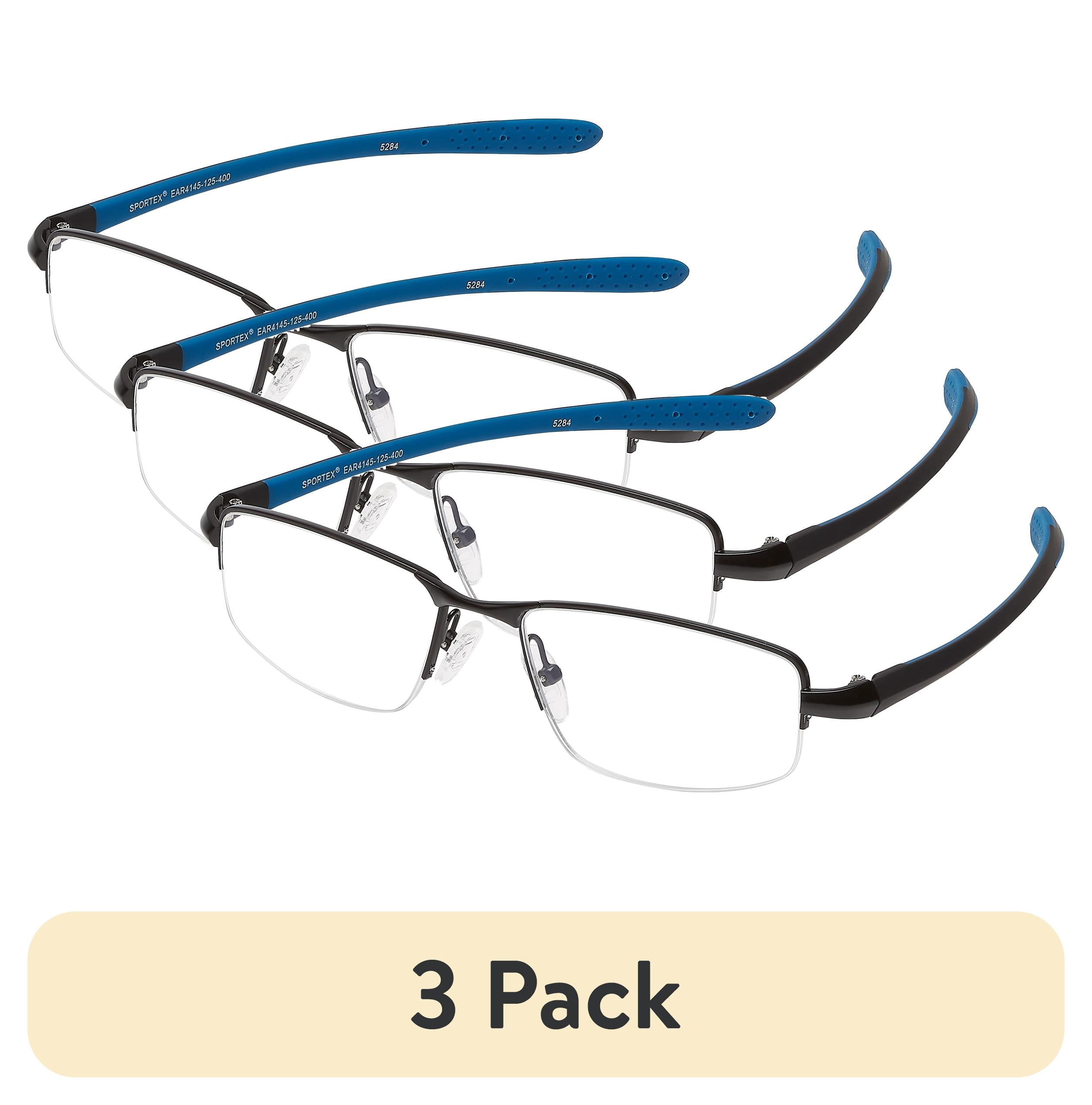 (3 pack) SAV Sportex Reading Glasses, Semi-Rimless Sport Frame, AR4145, +2.50, Blue