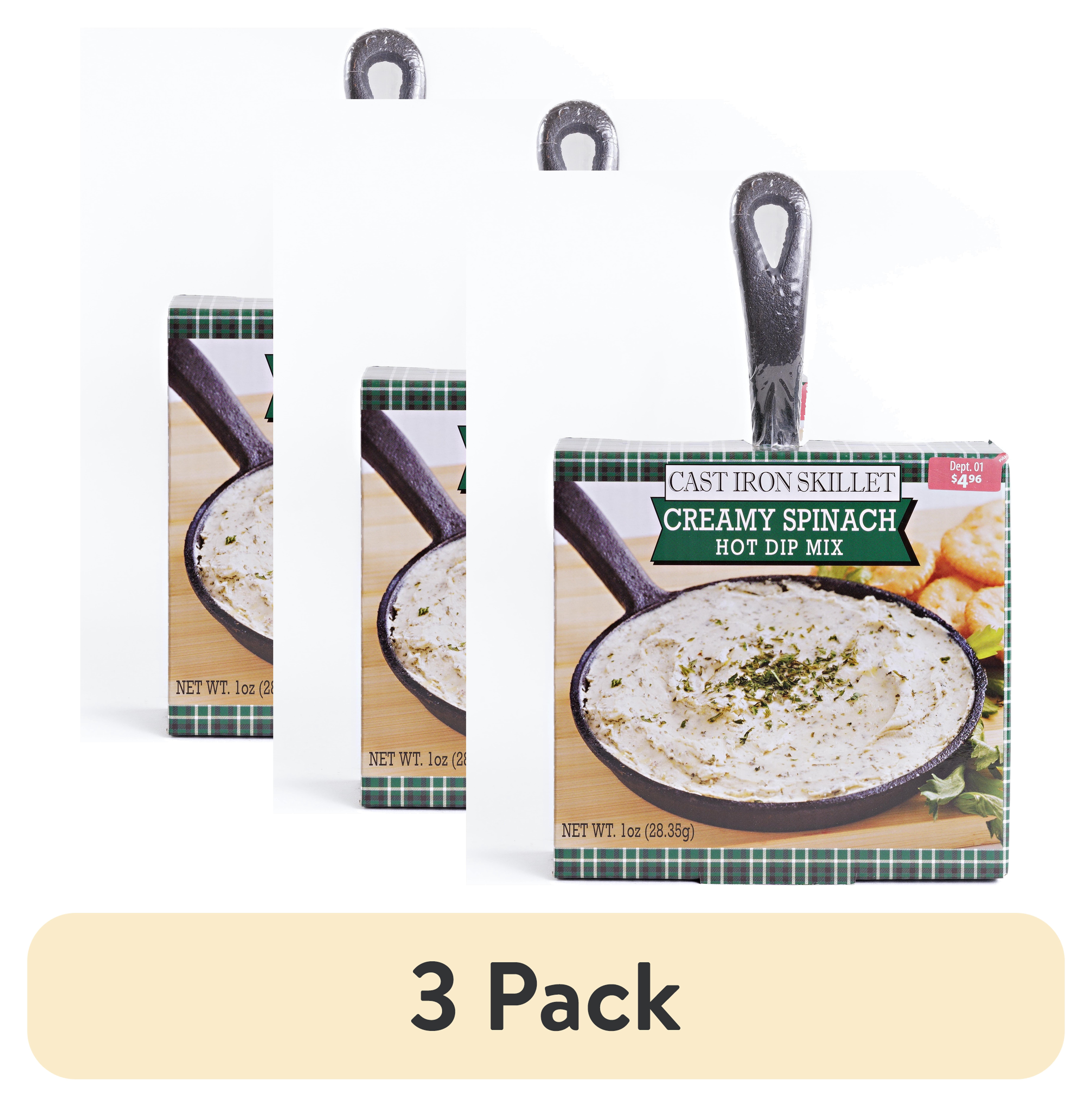 (3 pack) SCM Designs Mini Cast Iron Skillet with Creamy Spinach Dip Mix 1 oz 1 Count