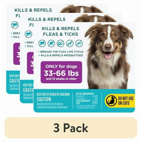 (3 pack) SERGEANT'S GUARDIAN Flea & Tick Topical for Dogs, 33-66 lbs, kills fleas and ticks, plus repels mosquitoes for up to four weeks.