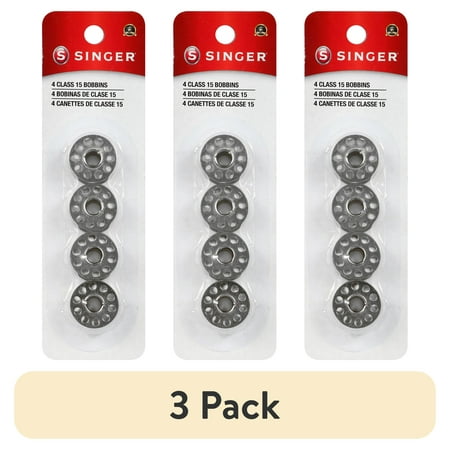 (3 pack) SINGER Metal Class 15 Bobbins, 4 Count