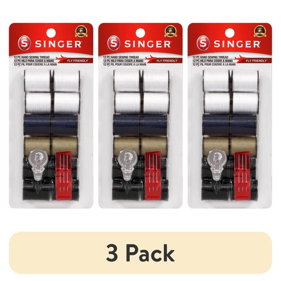 (3 pack) SINGER Thread Pack, Neutral Colors, 25 Yards Each, 12 Count