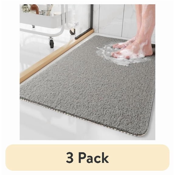 (3 pack) SIXHOME Non Slip Shower Mat 17"x30" PVC Loofah Shower Mats for Bathtub Quick Drying Shower Floor Mat with Comfortable Textured Surface Easy Cleaning Shower Mat for Shower Stall Gray
