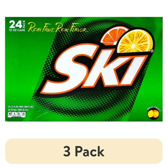 (3 pack) SKI Citrus Soda Pop, 12 Fl Oz, 24 Pack Cans