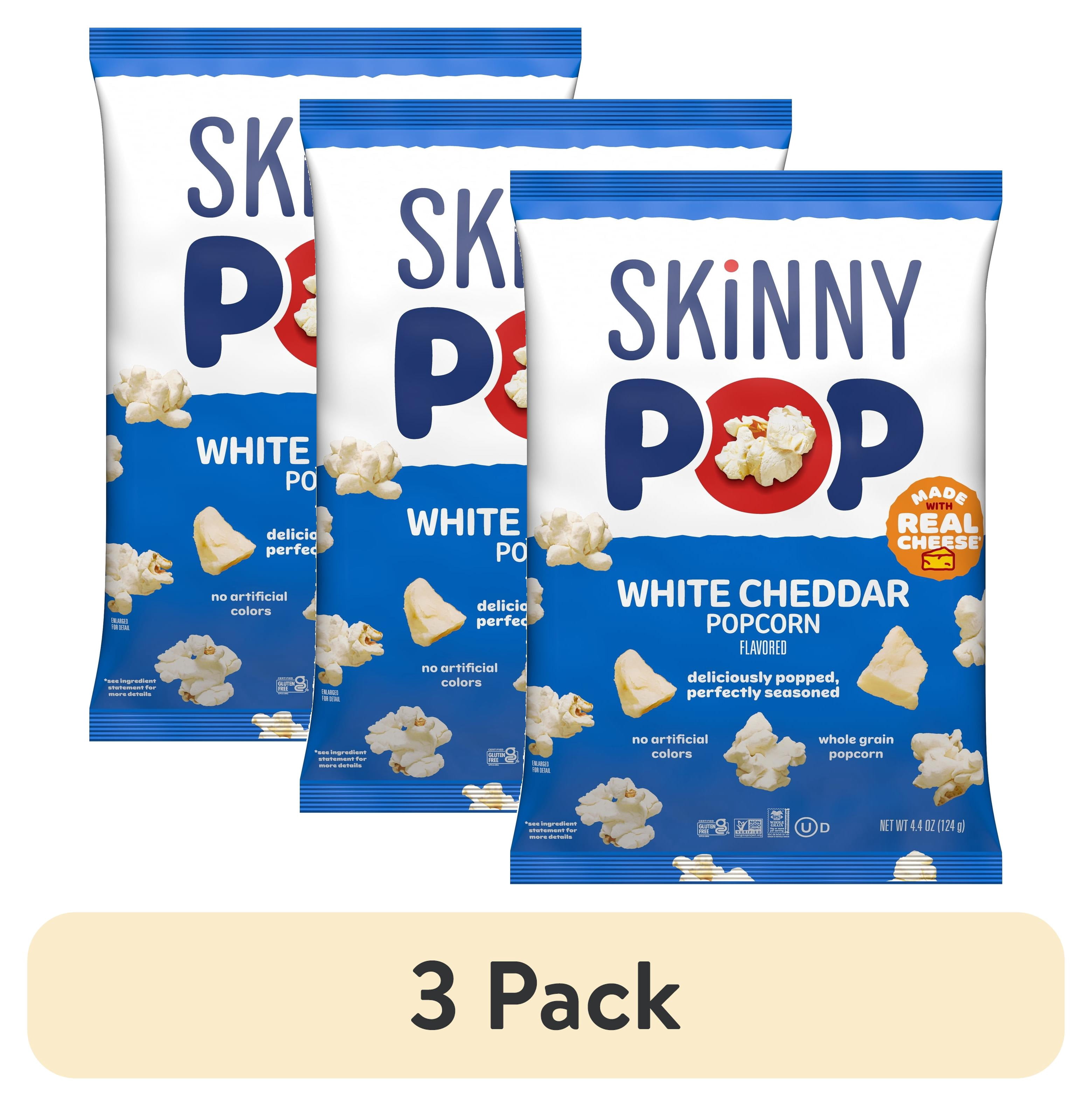 (3 pack) SKINNYPOP Gluten-Free White Cheddar Popcorn Snack, 4.4 oz Bag