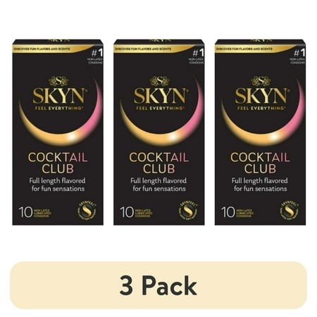 (3 pack) SKYN Cocktail Club Flavored Non-Latex Lubricated Condoms, 10 Count