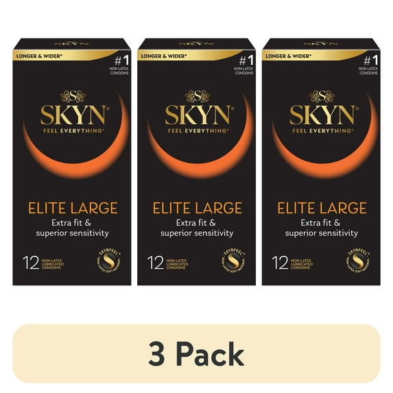 (3 pack) SKYN Elite Large Non-Latex Lubricated Condoms, 12 Count