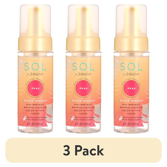 (3 pack) SOL by Jergens Deep Water Tanning Mousse with Coconut Water, Dye-Free, 5 fl oz